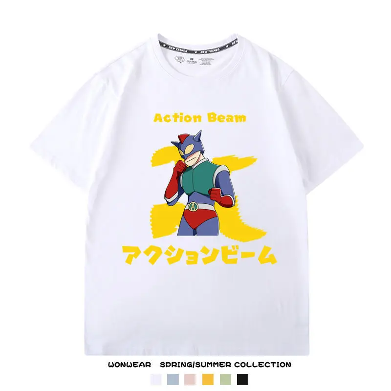 Camiseta de manga corta de Crayon Shin Chan, Top dinámico de Superman, periférico de Anime, camiseta de media manga de dibujos animados, onda dinámica, Unisex