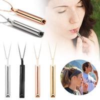 Stainless Steel Breathlace Necklace Quit Smoking Anxiety Relief Anti Vaping Necklace Breathing Necklace For Anxiety Mindful D1G5