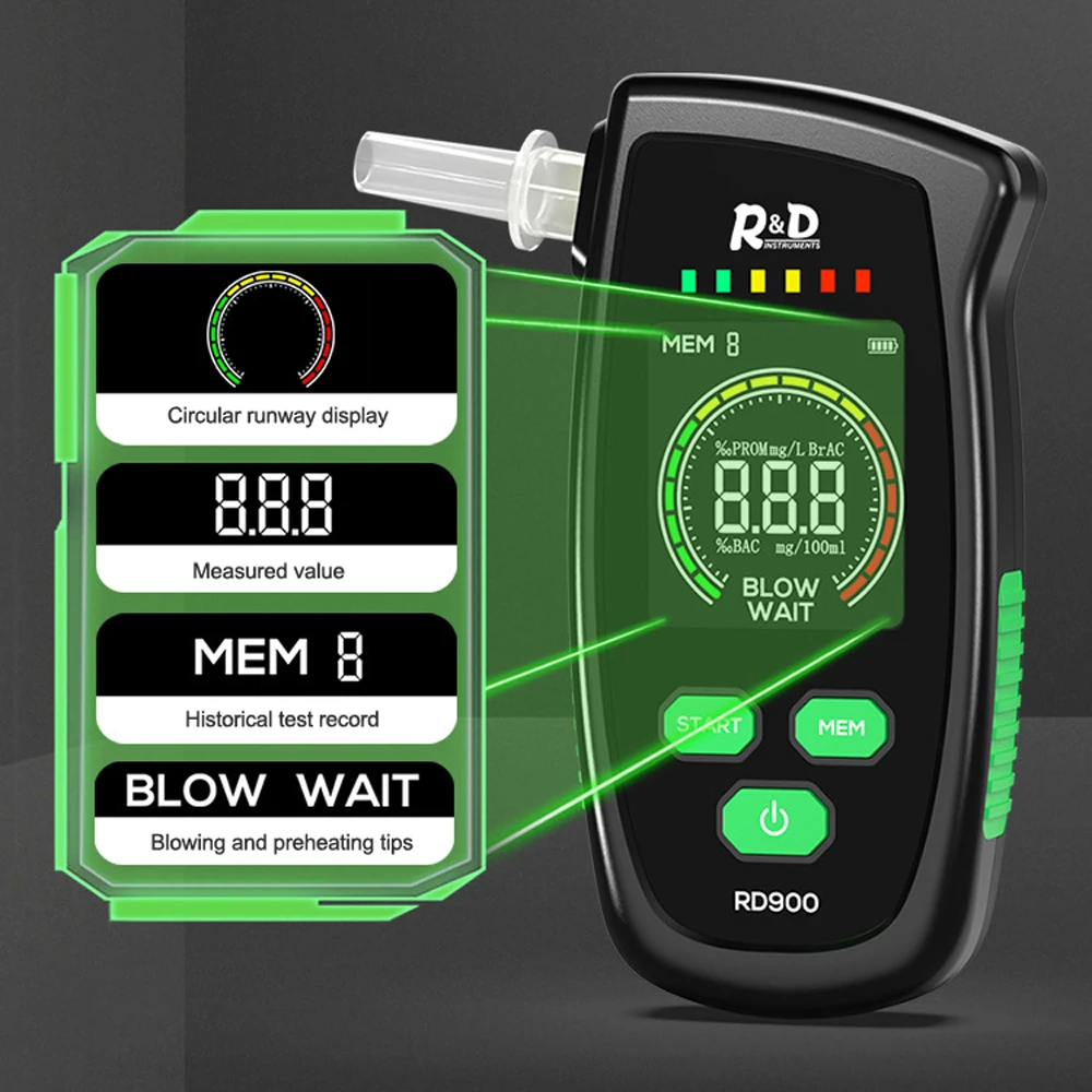 Ręczny alkomat ekran LCD cyfrowy wykrywacz alkoholu alkomat alkomat Alcotest wysoka dokładność