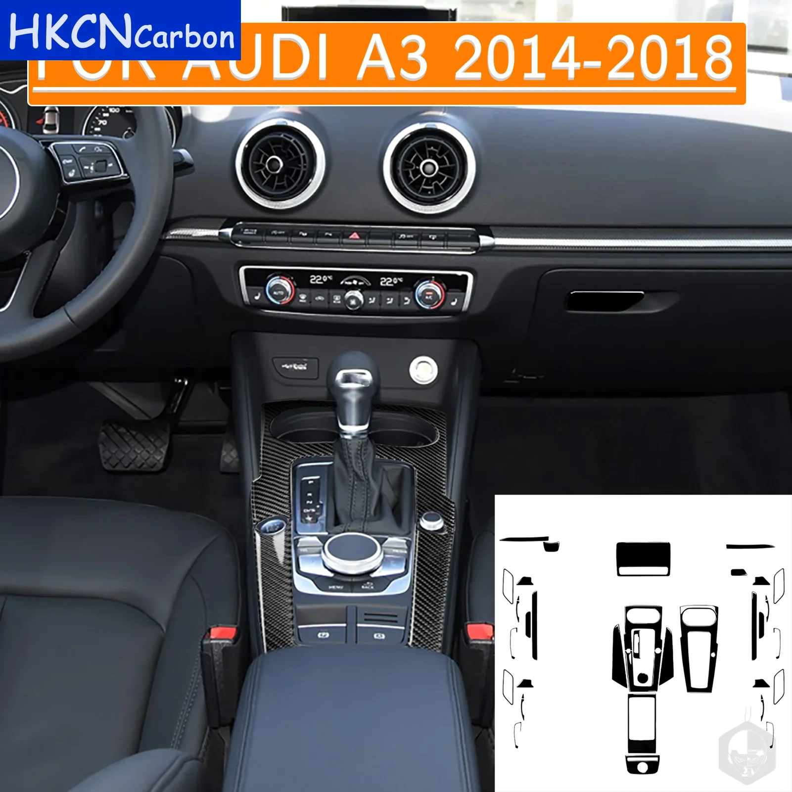 

For Audi A3 S3 RS3 8V 2014 2015 2016 2017 2018 2019 Car Accessories Interior Gear Shift Lifting Panel Sticker Black Plastic