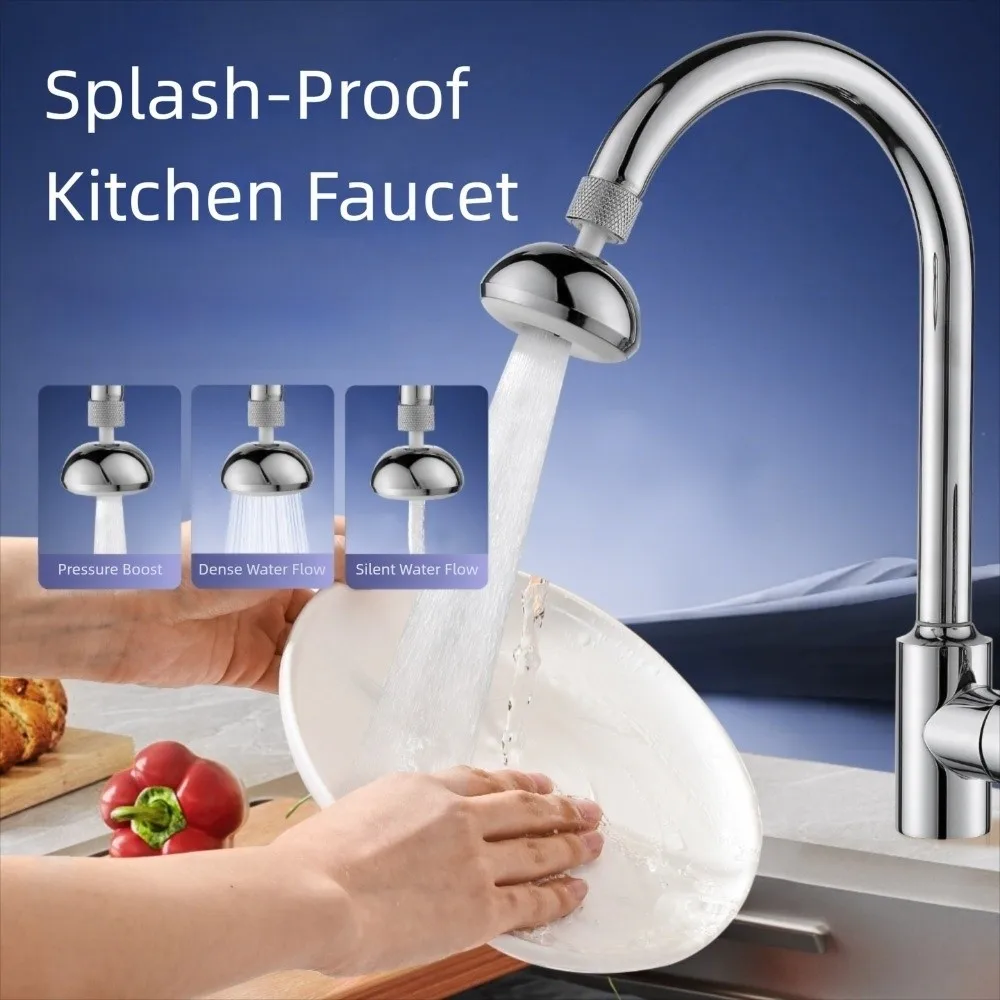 New ABS Faucet Nozzle Enhances Flow Silver Tap Aerator 360 Rotatable Non-Splattering Faucet Replacement Parts Kitchen Use