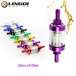 LINGQI RACING Aluminum Alloy Glass Oil Filter Gas Gasoline Fuel Filter For ATV Dirt Pit Bike Motorcycle  Accessories Parts