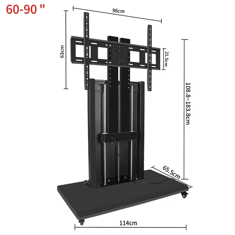 Modern Motorized TV Lift TV Cart  - 0 Inch Screen Tv Bracket Adjustle Mobile Stand Remote Co