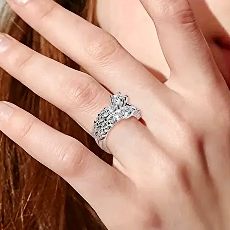 CAOSHI Romantic 2Pcs Set Proposal Rings for Women Dazzling Round Cubic Zirconia Wedding Finger Accessories Statement Jewelry