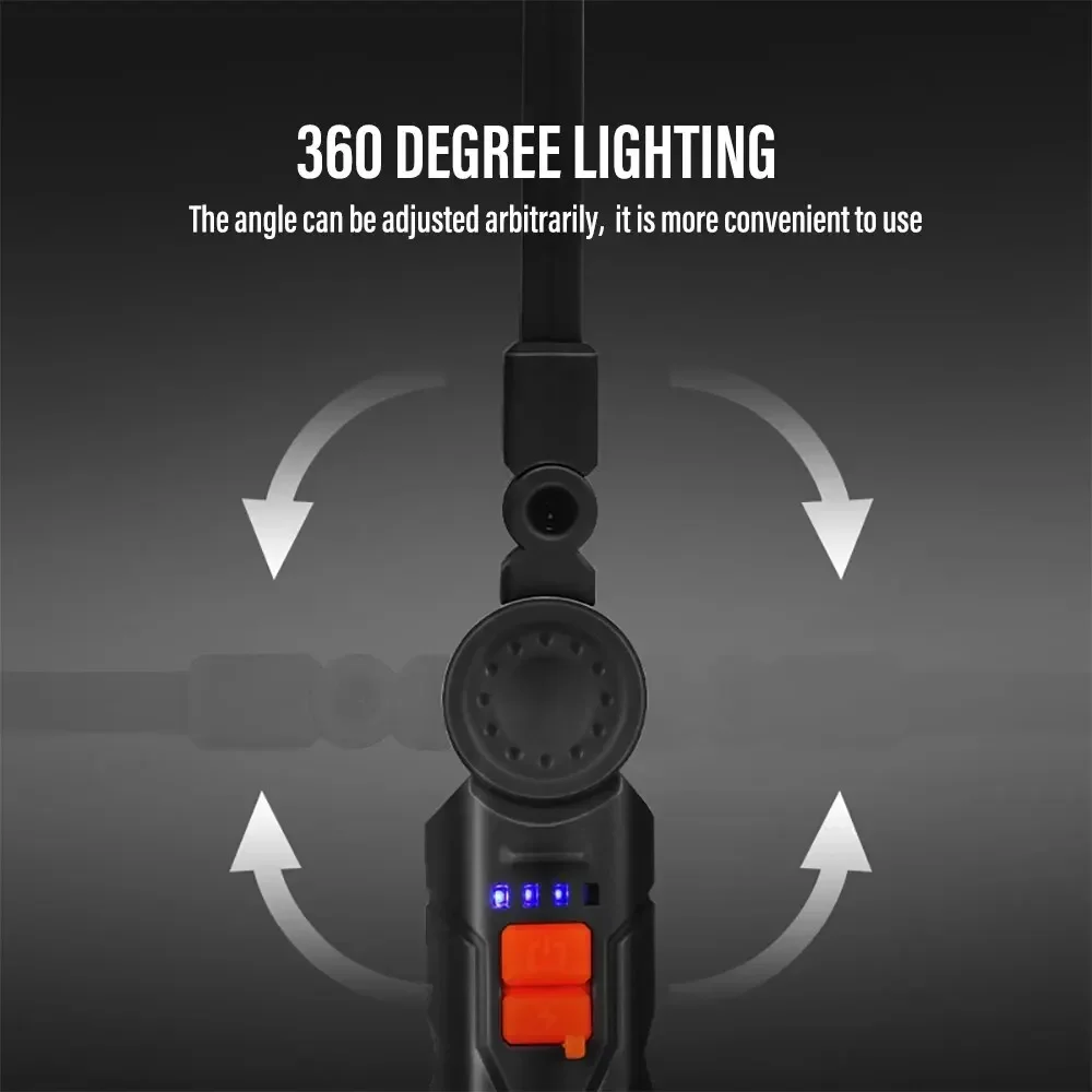 Rechargeable LED Work Light Camping Flashlight Rotatable Head with 4 Lighting Modes With Magnet Waterproof Emergency Lighting