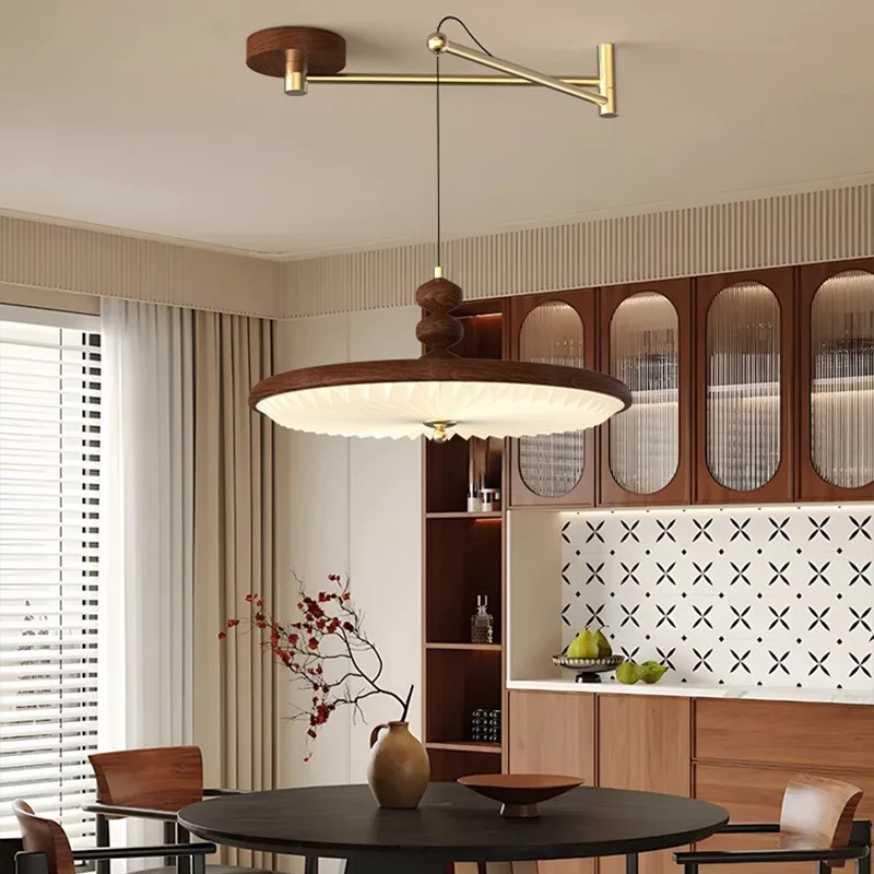 Mid Ancient Style Minimalist Art Chandelier Retro Pendant Lights Restaurant Living Room Swing Arm Displacement LED Pendant Lamps