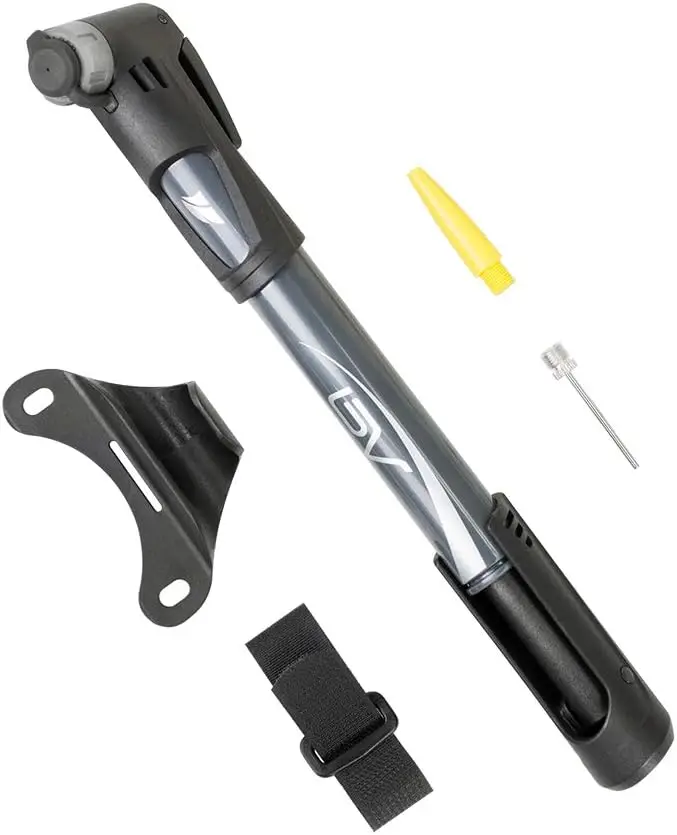 

Mini Bike Pump, Portable Shock & Ball Pump with Needles, Fits Presta & Schrader Valves