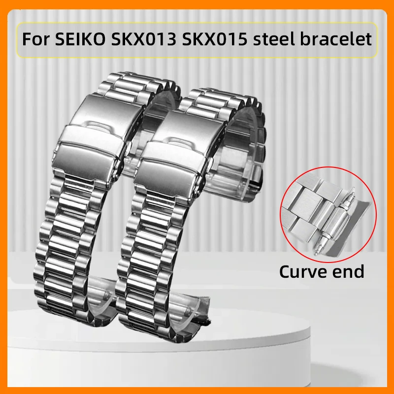 

‌20mm Curved End Solid Metal Watch Strap Steel Watchband for Seiko SKX Series SKX013K2 SKX013 SKX015 Curved Fit Bracelet band
