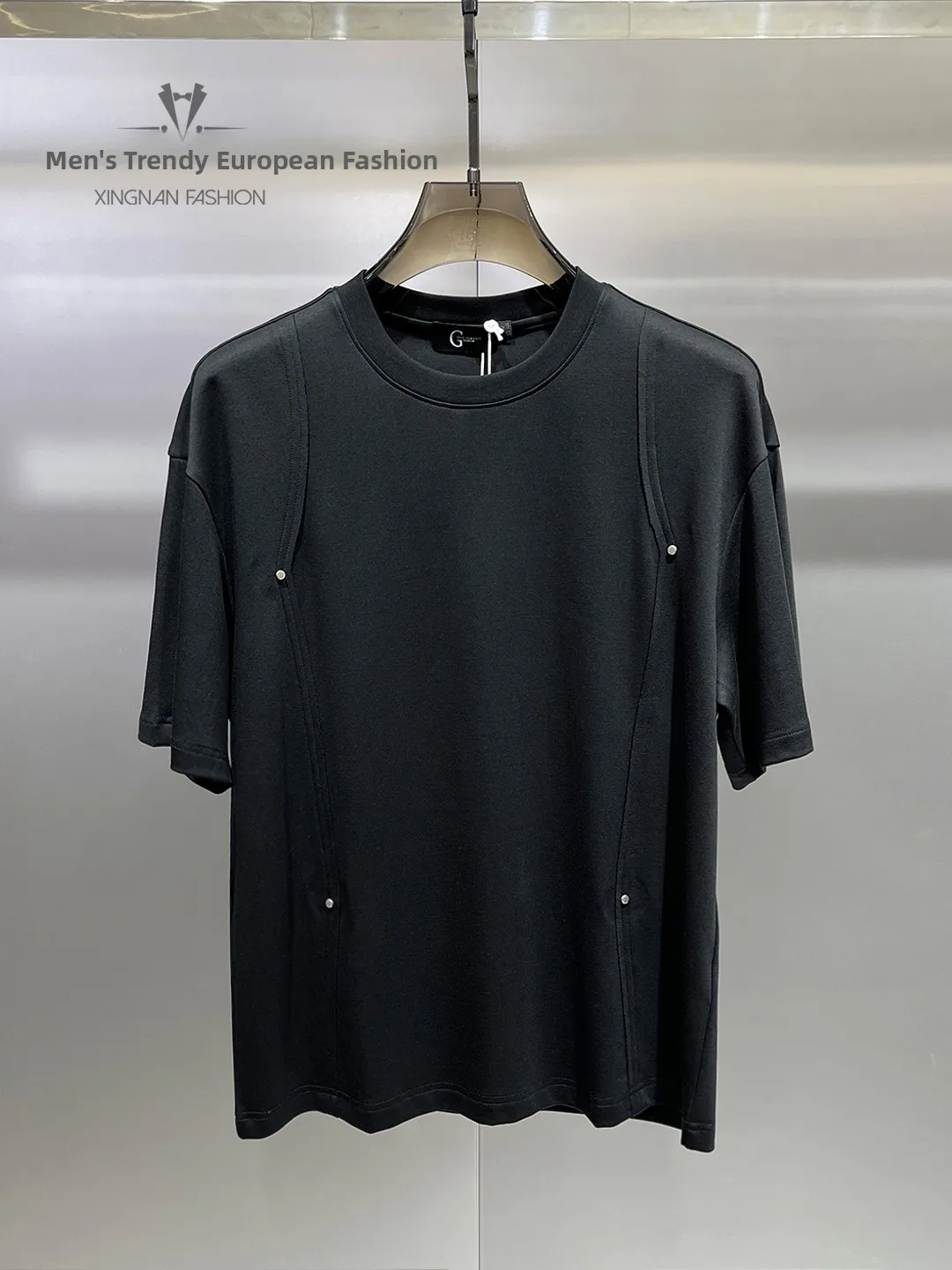 

Мужская простая свободная футболка с коротким рукавом, однотонная, для повседневной носки, приятная к телу, универсальная, с круглым вырезом, весна 2026