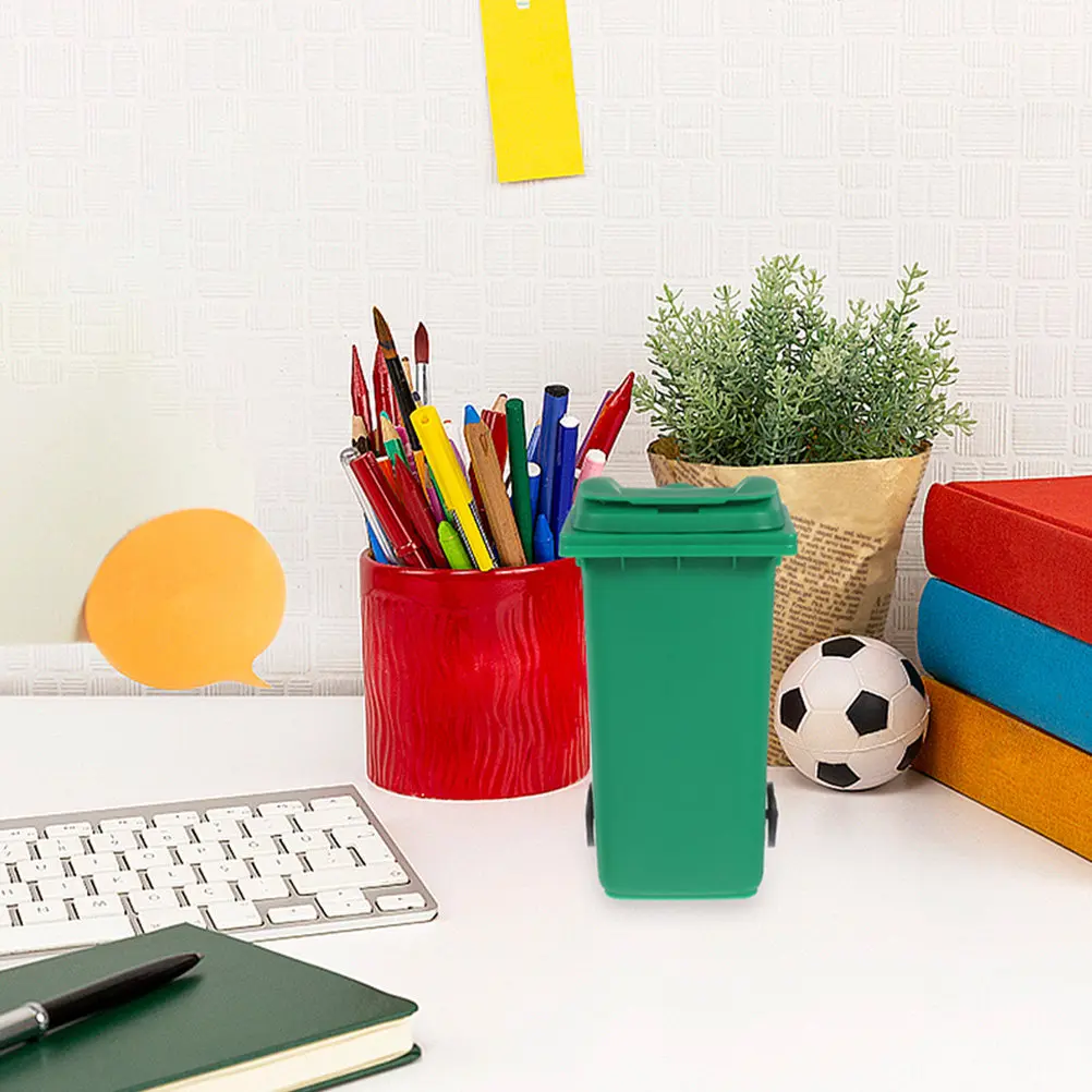 5Pcs Multi-Functional Desktop Pen Holder Small Trash Bin Organizer Storage Holder Mini Waste Container for Home Office Table