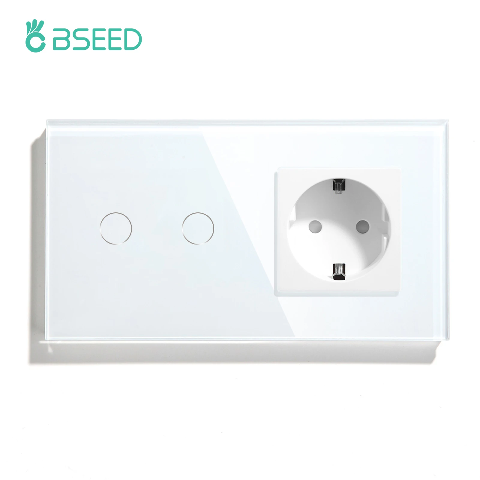BSEED Touch Lichtschakelaar EU Standaard Stopcontact Met USB Type-C Kristallen Glazen Paneel Witte Kleur Stekkers 1/2/3Gang Schakelaar - afbeelding 1