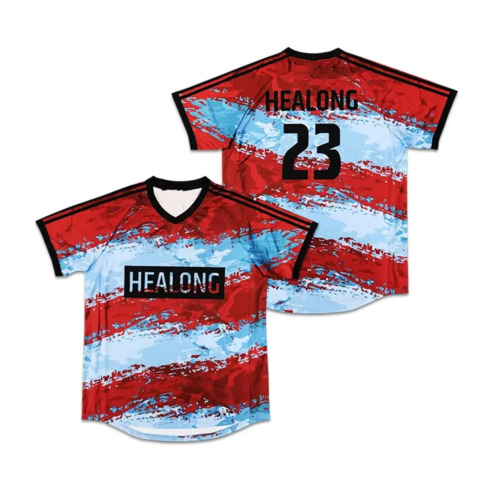 “t-shirt-de-tinta-esportiva-unissex-base-aquarela-vermelha-azul-preto-negrito-'healong'—'23'-de-volta-para-estilo-artistico-de-estadio-a-rua