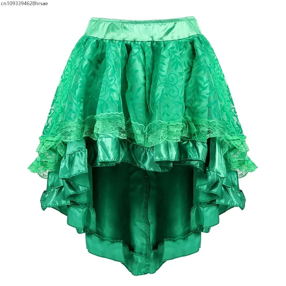 

Halloween Sexy Medieval Steampunk Women Lace Floral Skirt Asymmetrica Renaissance Victorian Pirate Costume