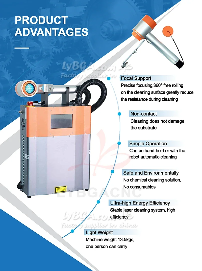 Macchina per la pulizia laser a impulsi LY-LCG100A 100W Rimozione ruggine LCG100A 1.2MJ Pulitore non danneggia il substrato per la rimozione dell'olio Ossidazione