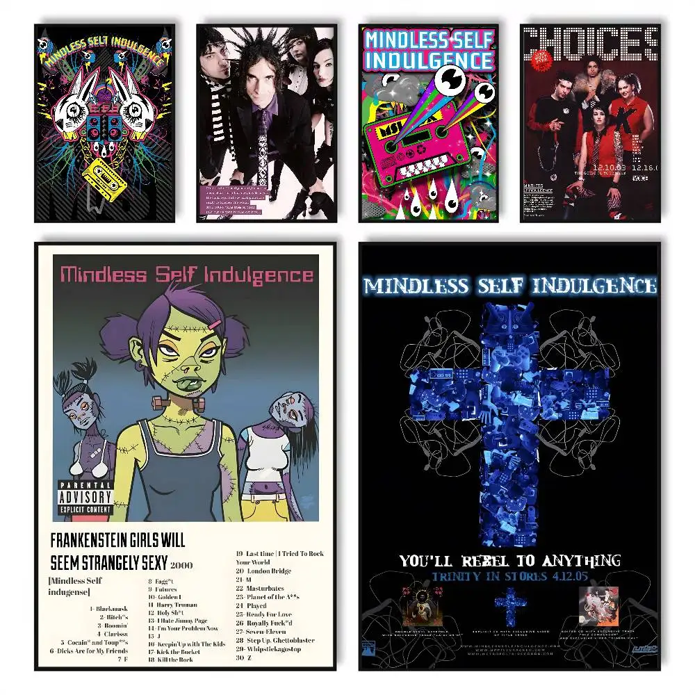 M-Mindless Self IndulgenceS Band Poster HD Posters Self Adhesive Waterproof Ideal For Living Room Bedroom Bar Decoration