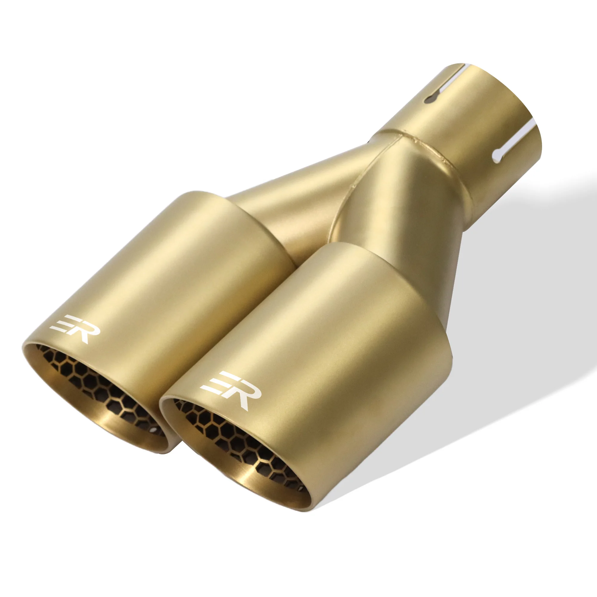 

Wholesale New Design Frosted Gold Universal Car Exhaust Pipe Upgrade Stainless Steel Exhaust Tips Dual