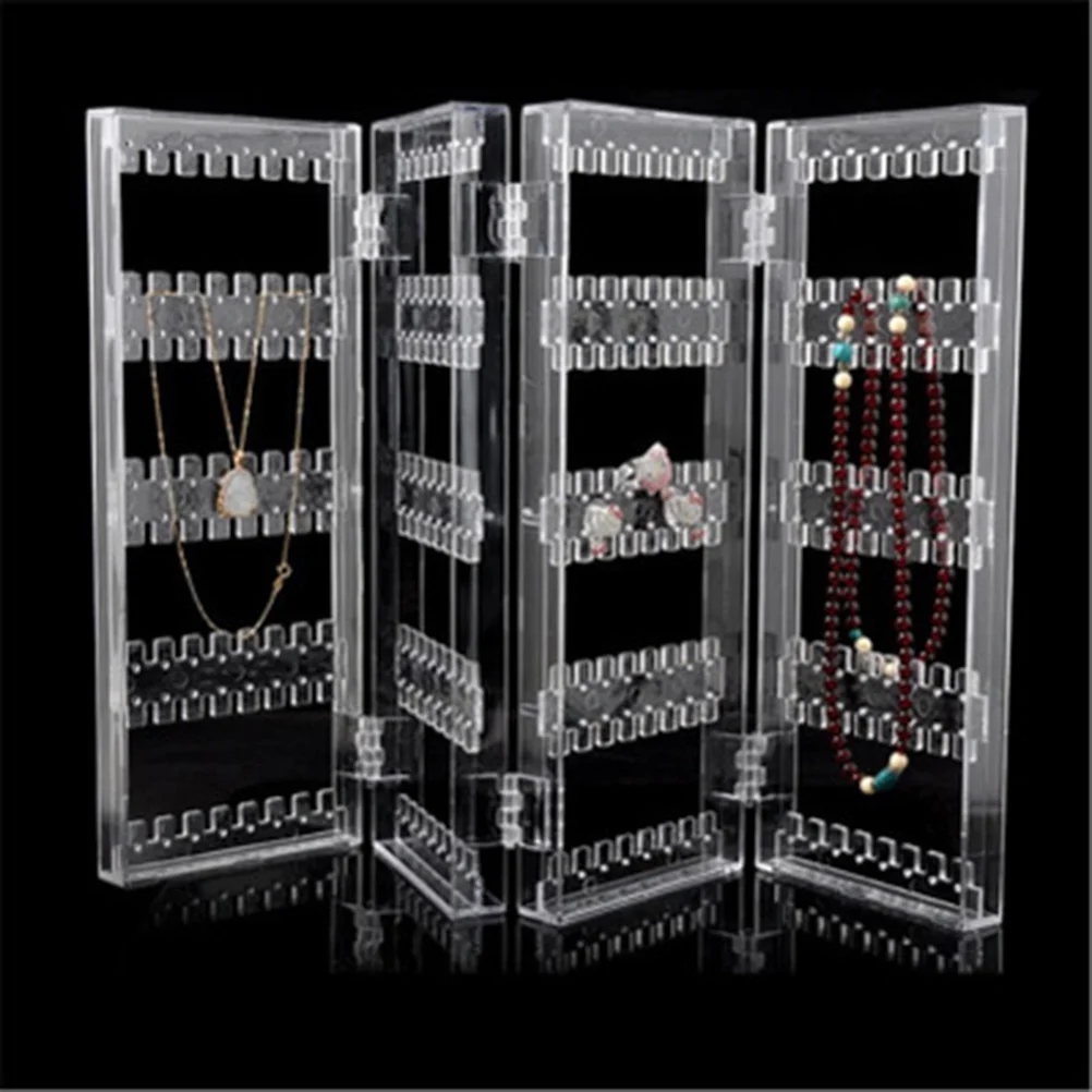 Acrylic Screen Type Foldable Jewelry Display Stand Big Capacity Ear Stud Earrings Storage Rack Jewelry Showcase Stand