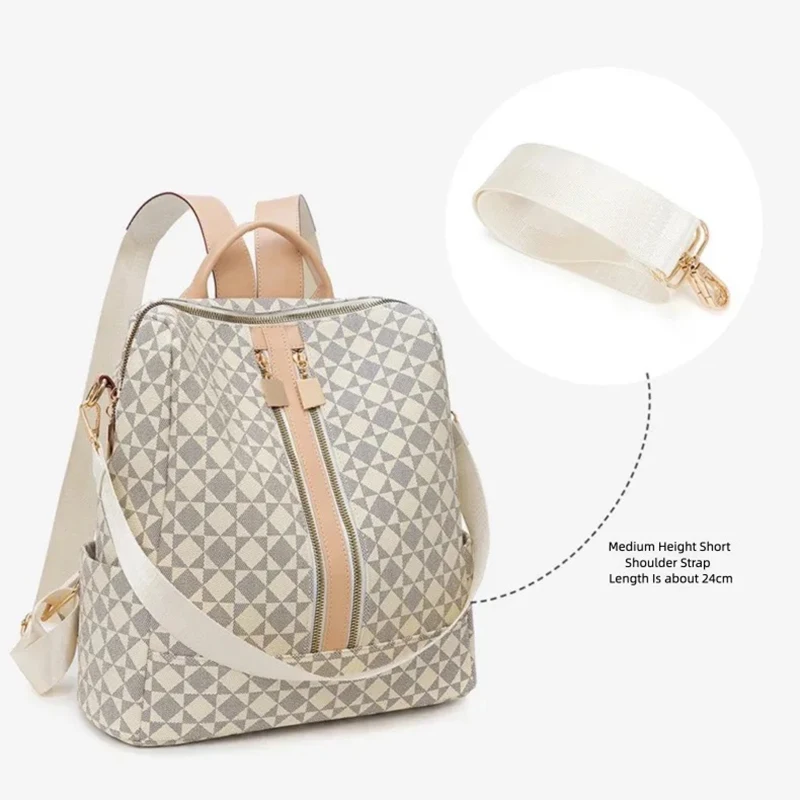 Printed Backpack, Simple Two-Piece Bag, Large-Capacity Casual Bag, Versatile Travel Bag, Multi-Functional Water-Resistant Bag with Multiple Carrying Options