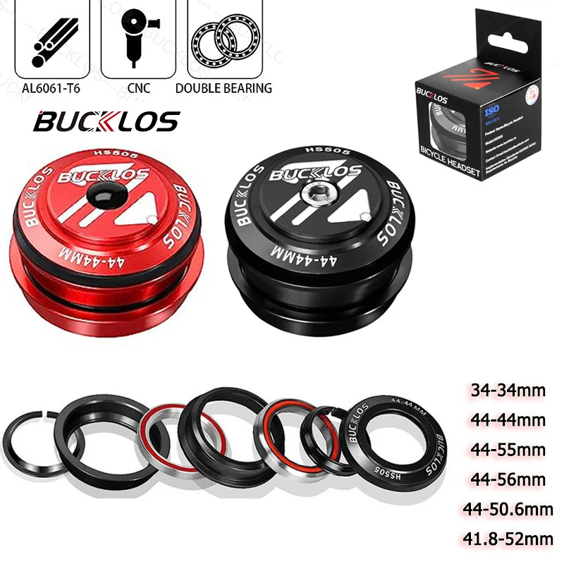 

BUCKLOS Bicycle Headset Sealed Bearing Bicycle Steering Box 34/44/50.6/52/55/56mm Road Bike Headset for Straight/Tapered Tube