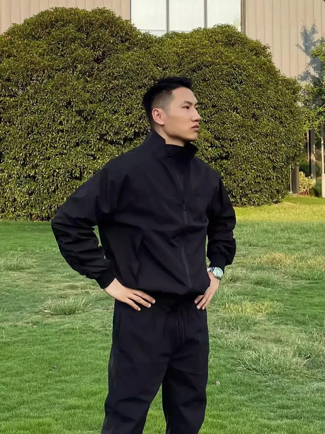 

DLZ Silhouette Jaet Casual Wide Collar Outdoor Net Version Windproof Long Sve Youth Faion Workwear Coat for Men