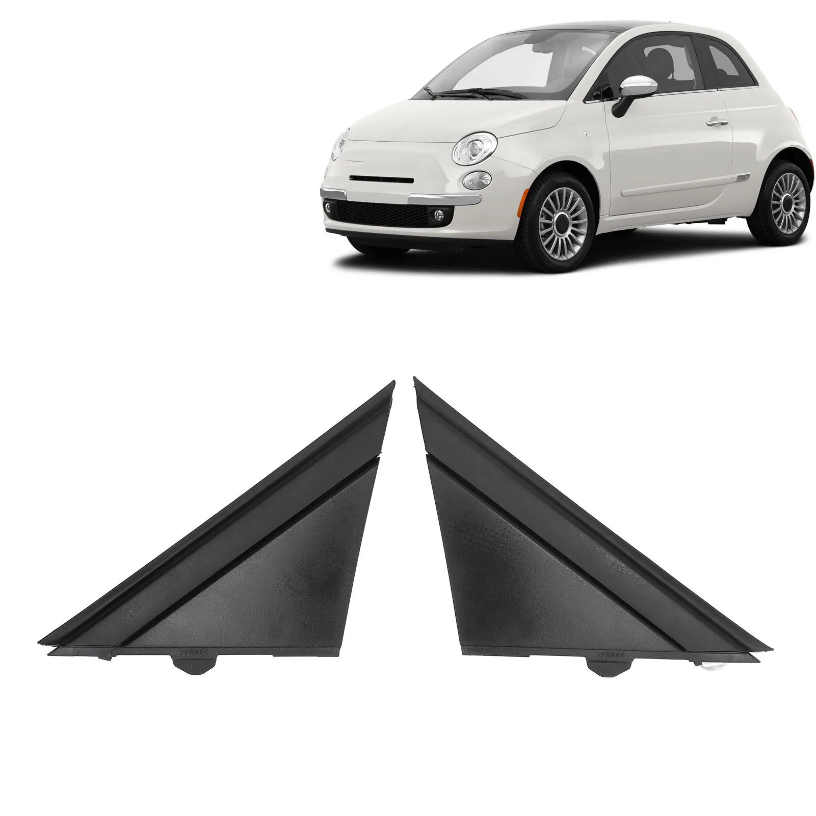 Pair Door Mirror Flag Cover 1SH17KX7AA Left Right Black Decoration Replacement for FIAT 500 2012‑2017