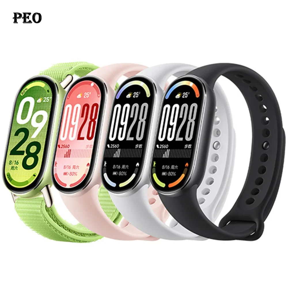 Xiaomi Mi band 9-8 NFC 교체 miband9/8 실리콘 팔찌 방수 시계 밴드 스마트 mi band 9 액세스 용 2PCS 스포츠 스트랩
