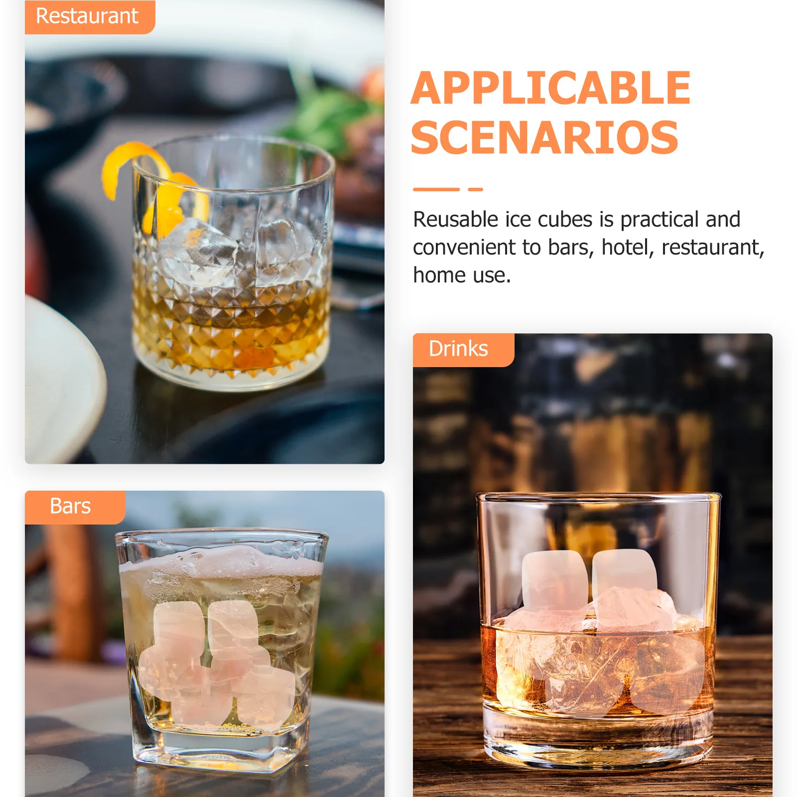 

6 Pcs Ice Cubes 0 8 Inch Reusable Whiskey Whiskey Quartz Stones Stones Crystal Cooling Blocks Bar Accessories Gift Set