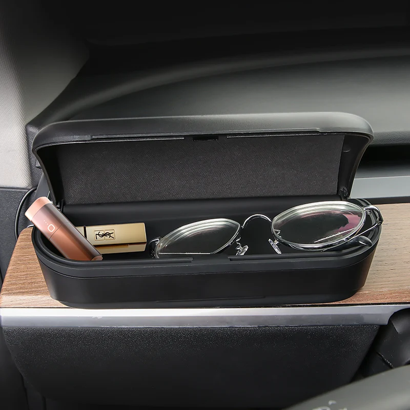 Herval For Tesla Model 3/Y 2017-2023 Car Dashboard Glasses Box Glasses Storage Case Instrument Panel Sunglasses Organizer