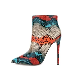 Brand Fashion Stone Pattern 12cm High Heel Short Boots 2023 New Women's 45 46 47 Size Latest Fashion Ankle Boots High Heel Shoes