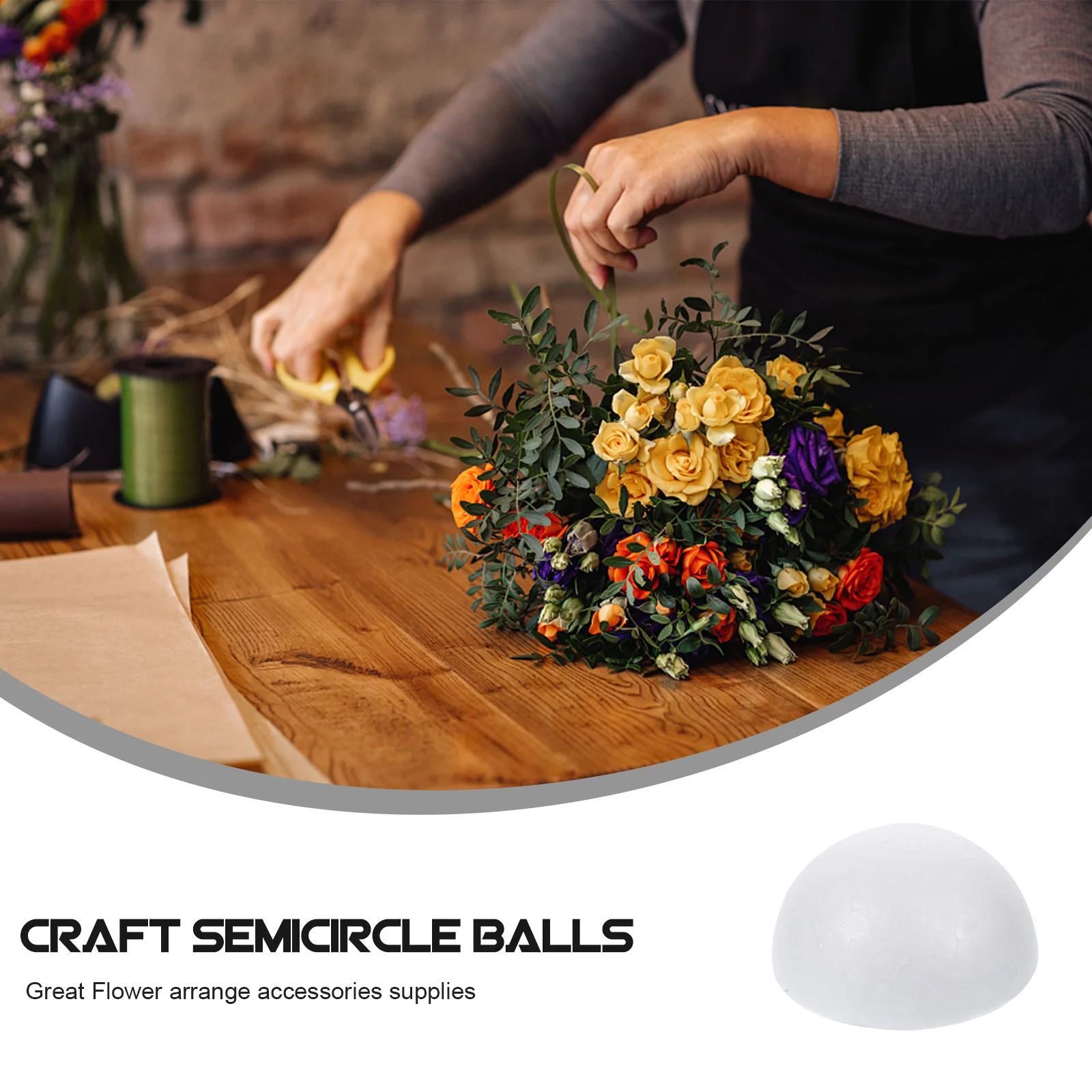 

50 pcs Foam Semicircle Balls Half Round Craft Ornament For Diy Painting Holiday Decor Ball Activity Floral Arrangement