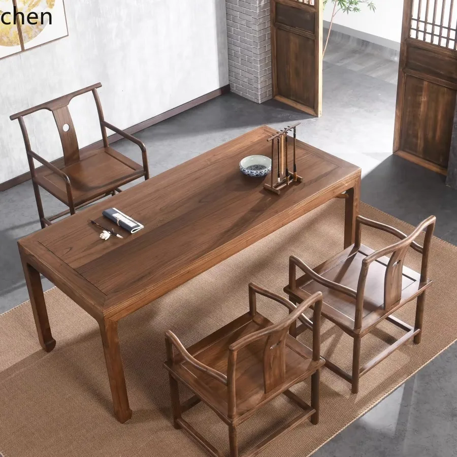CZ Solid Wood Calligraphy Table Old Elm Wood Large Board Table Painting Long Table