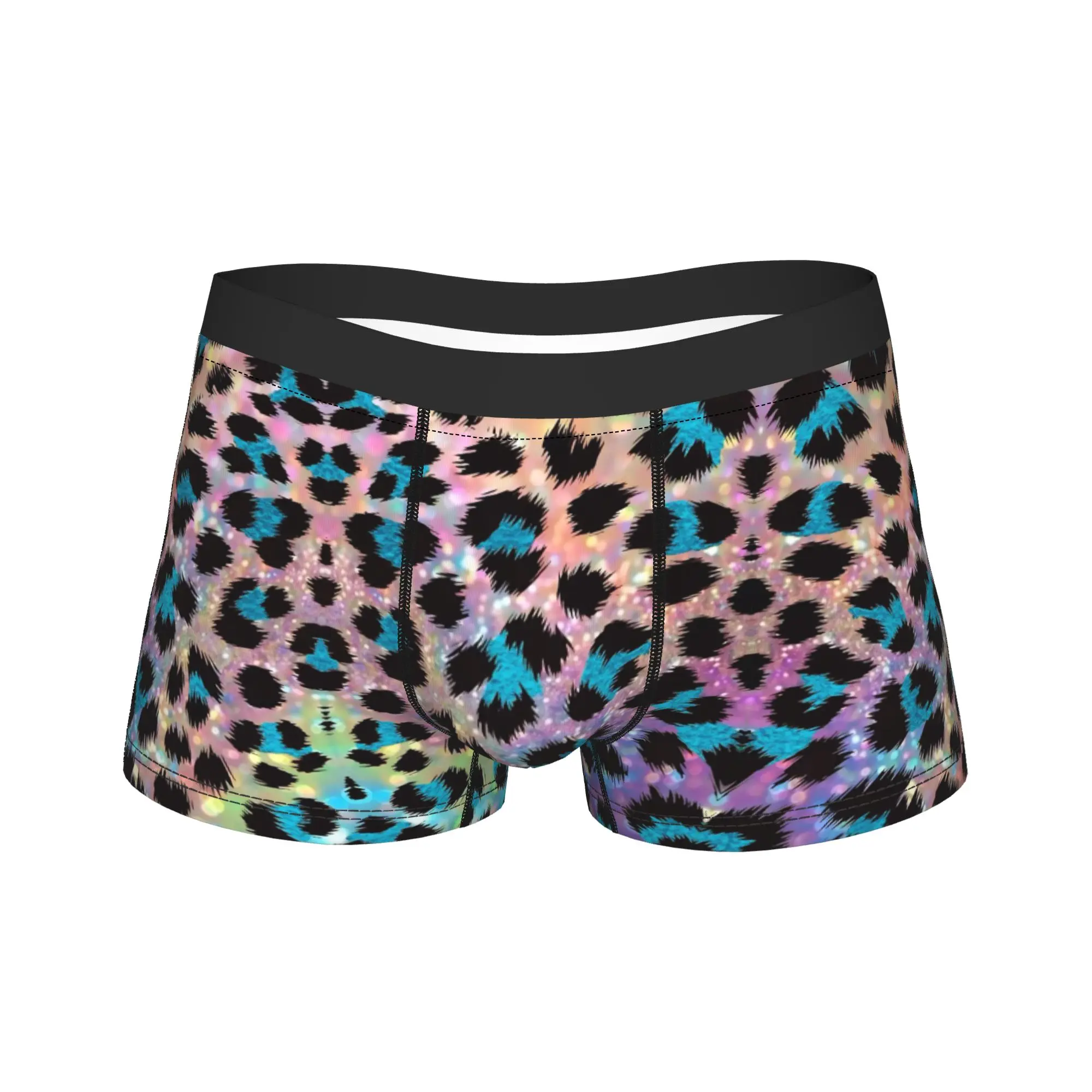 Psychedelic 80s Leopard Underwear Abstract Art  Male Panties Pattern Sexy Soft Trunk Trenky Shorts Briefs Plus Size 2XL