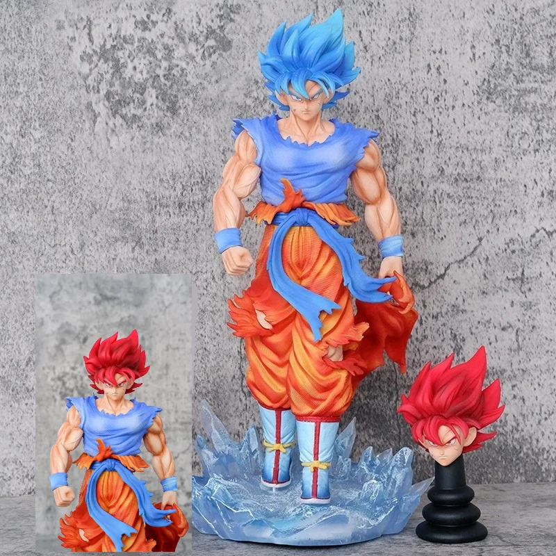 

32 см Dragon BZ Аниме Фигурка Сон Гоку Супер Сайян Бог Синий Коллекционная игрушка из ПВХ с двумя головками для фанатов и подарков