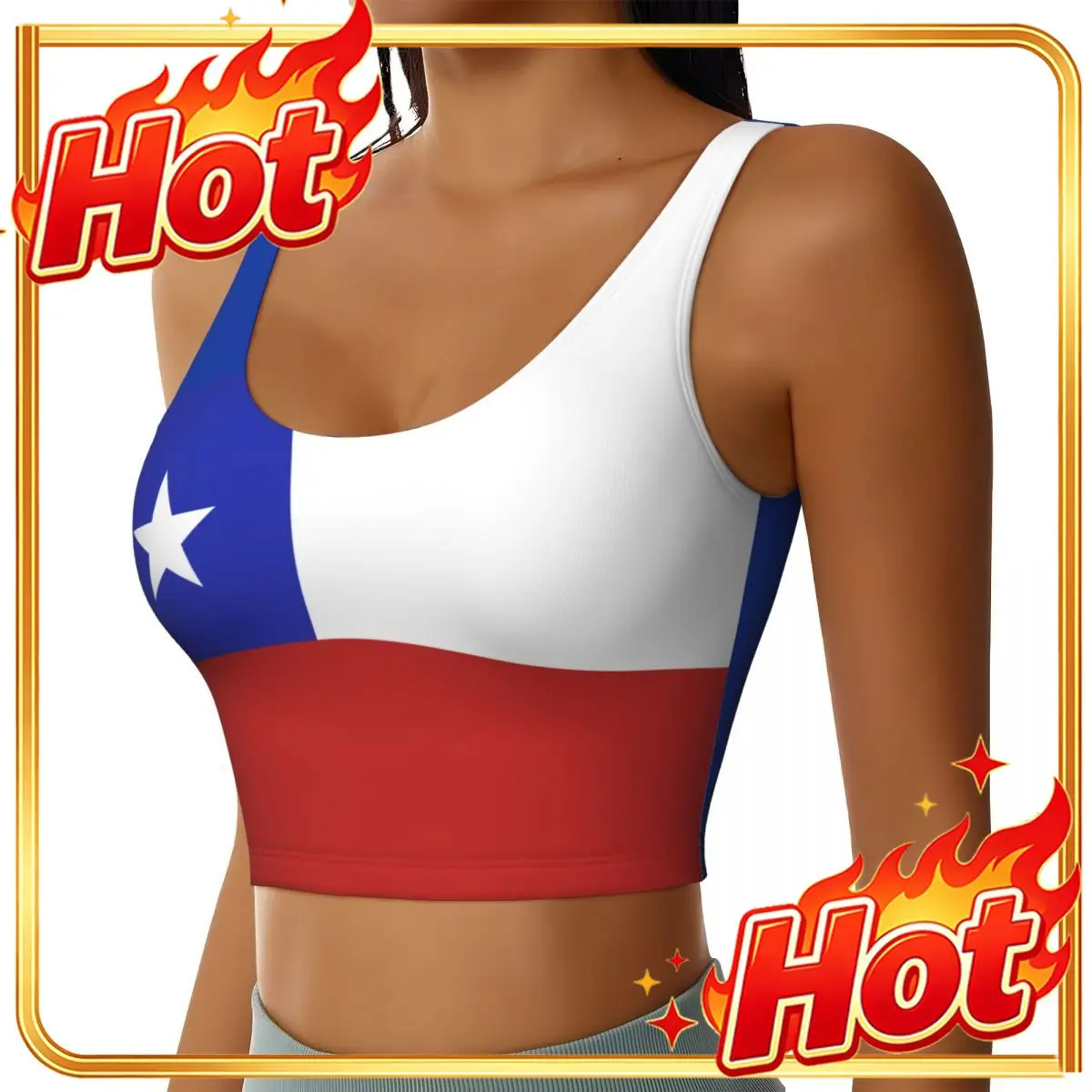 2026 Chile Flag Print Women Activities Sports Vest Yoga Vest Workout Vest for Women Lightweight Trendy