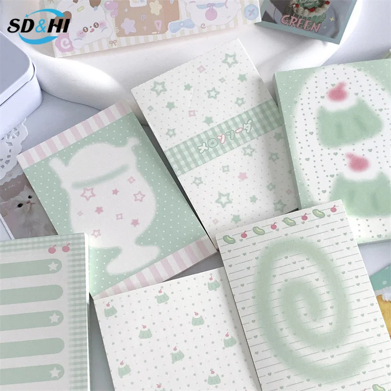 Desenhos animados Cute Notebook, Kawaii, Tearable Message Note Pad, Notepad Portátil Não-pegajoso, Papelaria Estudante, Material de Escritório, 50 Folhas