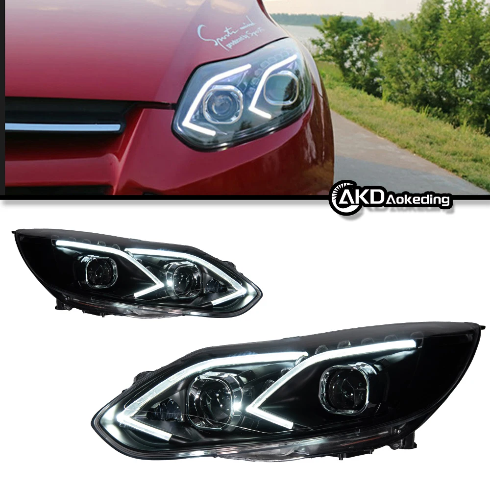 Auto Parts For Ford Focus 3 Headlights 2012-2014 latest Styling LED Daytime Lights Dual Projector Car Accesorios Modified