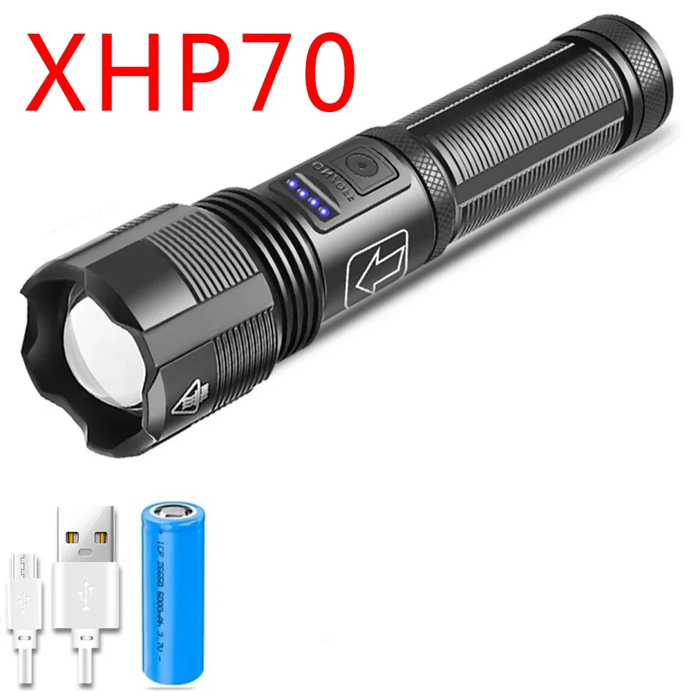 

4 Core Led Flashlight Aluminum Alloy XHP70.2 XHP50.2 Tactical Hunting Torch Usb Rechargeable Zoomable Lantern 18650 AAA Battery