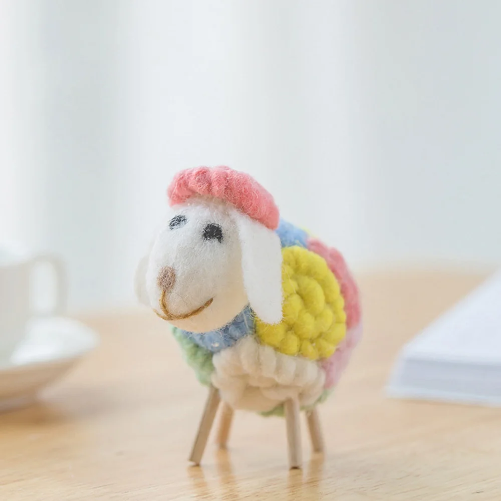 

Mini Cute Holiday Wool Ornament Xmas Statue Miniature Party Supplies Home Decoration Felt Sheep Figurines
