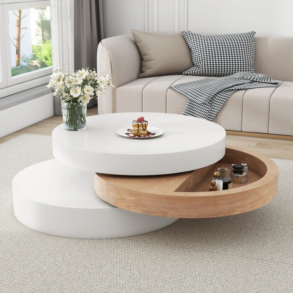 Moderner zylindrischer Couchtisch 360° ° Drehbare Wohnzimmermöbel mit einer Kapazität von 30 kg – Detail 2