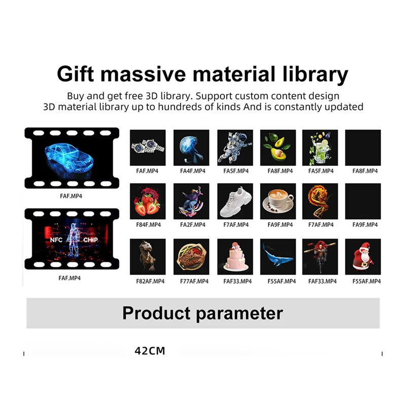 3D HD Holographic Projector 244LED Holographic Player Fan For Image Video Store Bar Party Advertising Display-ABXK