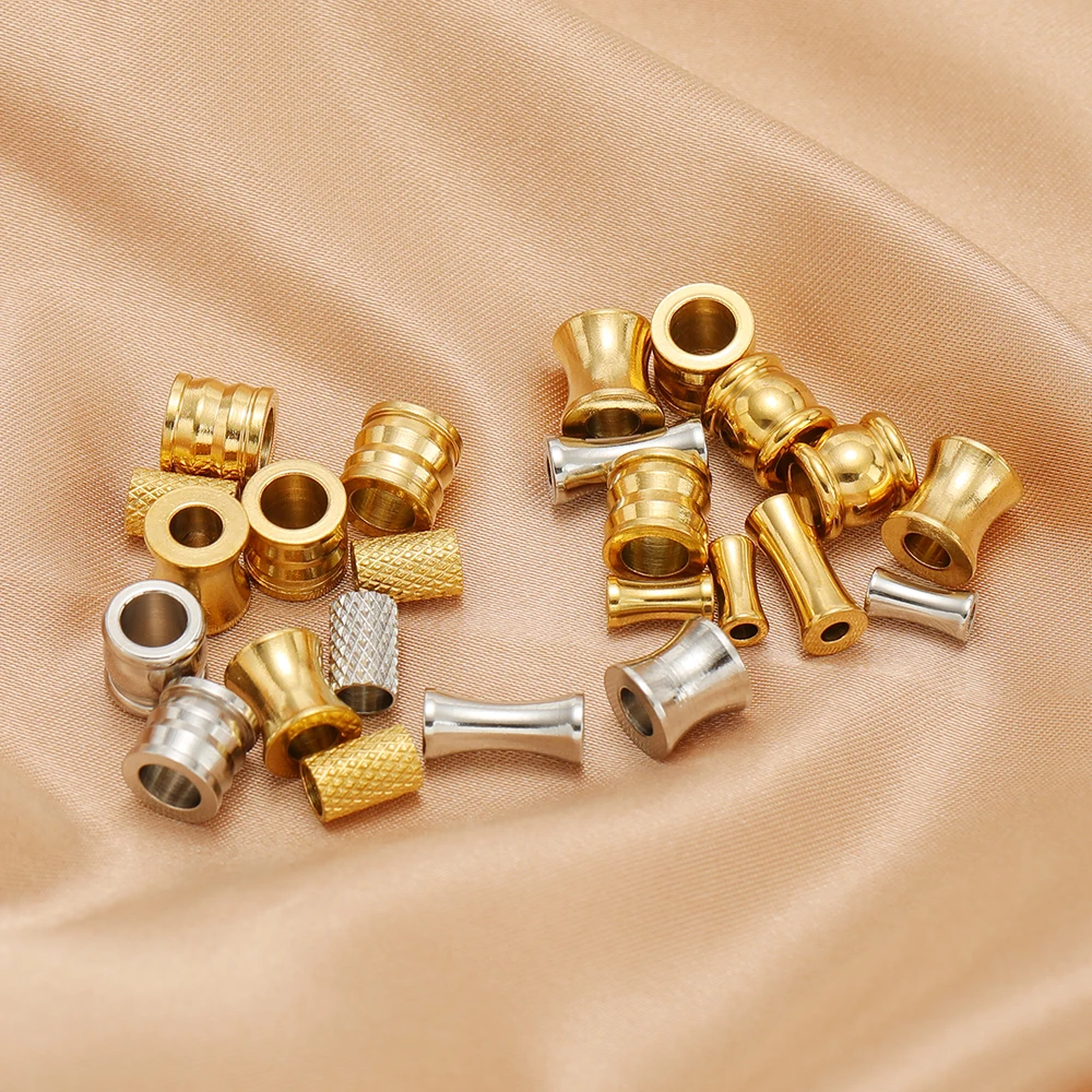 20 Stück Edelstahl-Zylinderperlen mit großem 8-mm-Loch, lose Abstandsperlen für DIY-Armbänder, Halsketten und Schmuckherstellung. – Detail 5