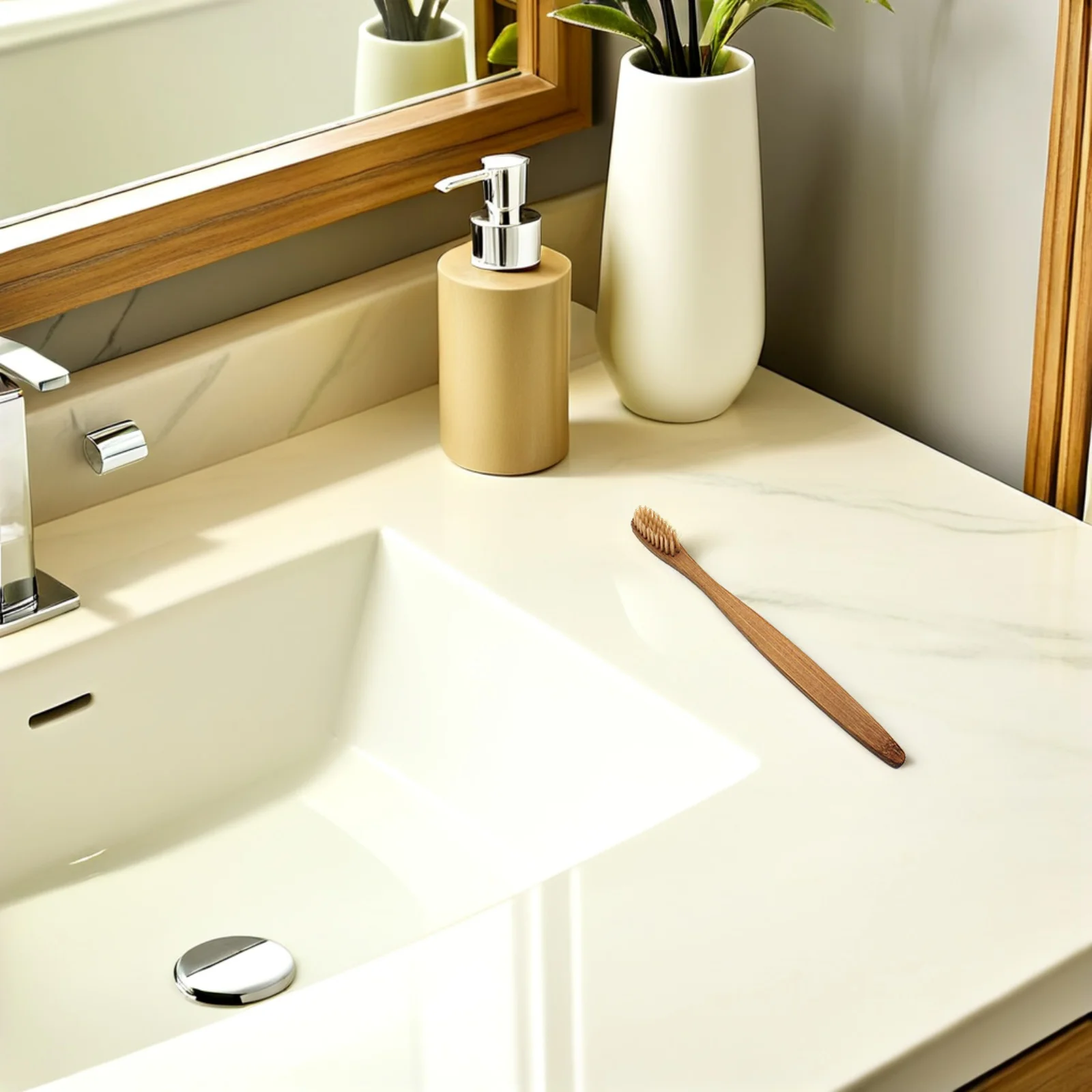 

50Pcs Bamboo Handle Toothbrush Soft Bristle Biodegradable Reusable Tooth Cleaning Brushes for Family Oral Health Adult