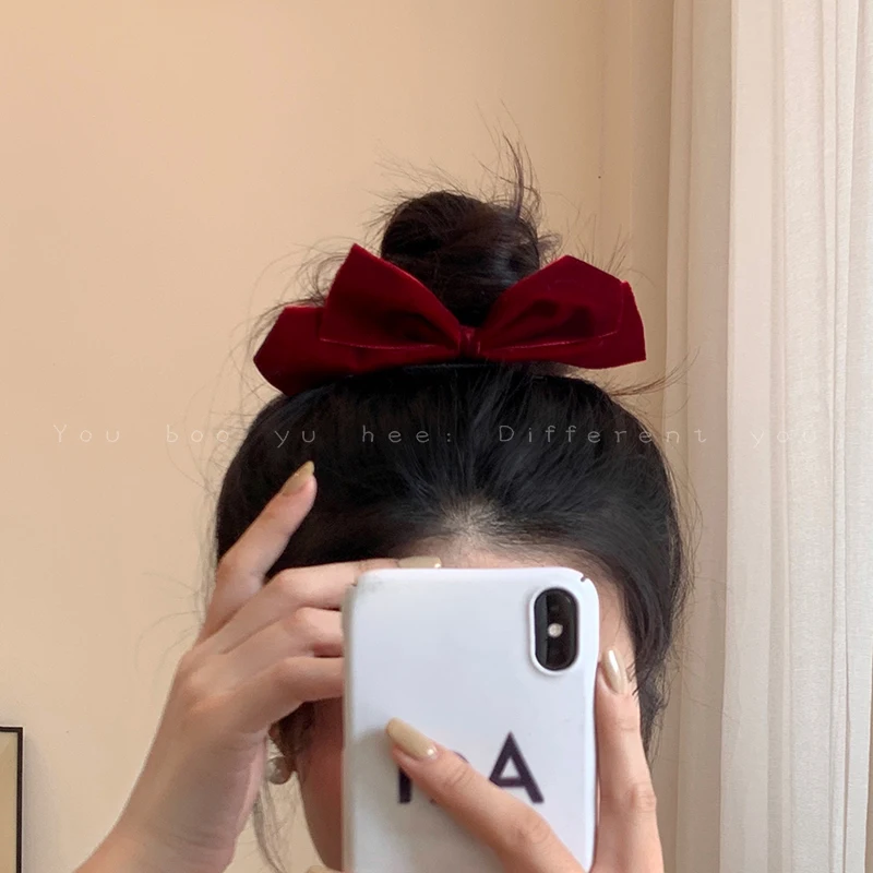 Burgundy Bow Hair Clip for Women - High-End Top Clip for Bun Hairstyles.