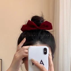 Burgundy Bow Hair Clip for Women - High-End Top Clip for Bun Hairstyles.