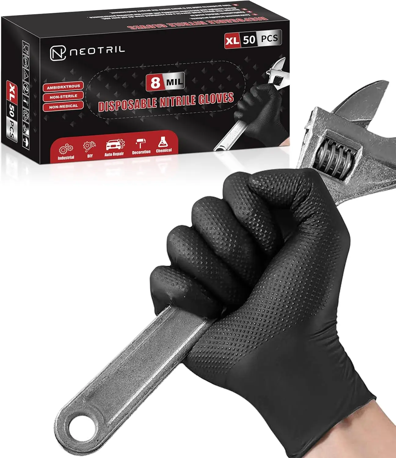 Heavy Duty Disposable Nitrile Gloves with Grip