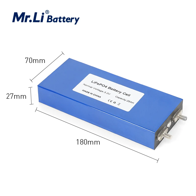 Mr.Li 8PCS 25000mAh LiFePO4 Battery Cell 3.2V 25Ah Lithium Iron Phosphate Deep Cycles For Diy 12V 24V 36V 48V Power Tools Solar