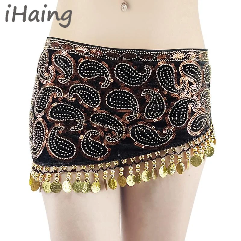 

Womens Handmade Sequins Beaded Belly Dance Hip Scarf for Bellydance Waist Chain Skirt Belt Carnival Rave Outfit Suit Party Cloth