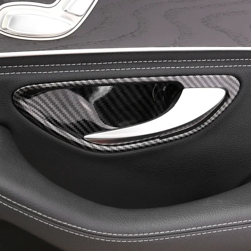 

Carbon Color Car Door Bowl Panel Cover Stickers Trim For Mercedes Benz C E Class W205 W213 GLC X253 2016-21 Interior Accessories