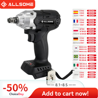 ALLSOME 21V Brushless Cordless Electric Wrench 400N.m Compact 1/4 in. 3-Speed Impact Driver Kit For 18V Makita Lithium Battery
