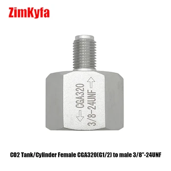 Homebrew Aquarium CO2 Tank Adapter Adapter Vrouwelijke CGA320 Om Mannelijke 3/8UNF-24 Fit 12G Cartridge Capsule Schroefdraad Mini regulator